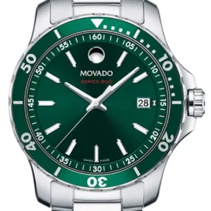 2600136w_LRG_rgb_Web Movado Series 800 Green Dial Silver Steel Strap Watch For Men - 2600136