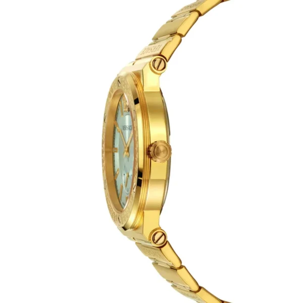 3084b627-1960-45bc-92ab-2da0004981f8 Versace Greca Silver Dial Gold Steel Strap Watch for Men - VEVI00520