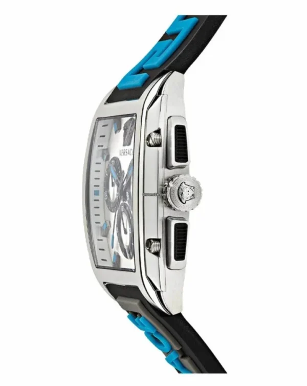 31462605-bpn1udpziltmu31ih5p470fp-ExtraLarge Versace Dominus Chronograph Silver Dial Black Rubber Strap Watch For Men - VE6H00123