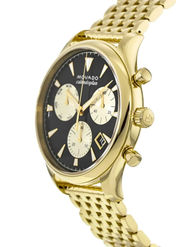 3650015_0_155435d2-387f-4a1e-ad2c-5eeb12287456 Movado Heritage Calendoplan Blue Dial Gold Steel Strap Watch for Men - 3650015