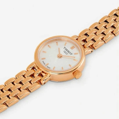 38323.532_667bf1b0-5527-4b54-bf24-8089c46768df Tissot T Lady Lovely Silver Dial Rose Gold Steel Strap Watch For Women - T058.009.33.031.01