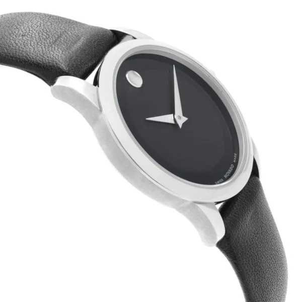 3__15914.1672432339 Movado Museum Classic Black Dial Black Leather Strap Watch For Women - 0606503