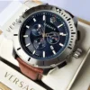 3e1a1abc-9168-40d4-8399-51b7e95f8653 Versace Casual Chronograph Blue Dial Brown Leather Strap Watch for Men - VERG002-18