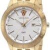41WipyzJIAL._AC_SY580 Versace Univers Quartz White Dial Gold Steel Strap Watch for Men - VEBK00518