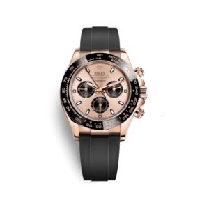 ROLEX OYSTER PERPETUAL SUPERLATIVE CHRONOMETER OFFICIALLY CERTIFIED COSMOGRAPH DAYTONE WATCH ROSE GOLD WITH RUBBER BLACK BELT