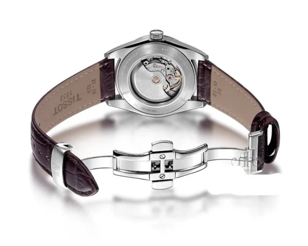 Tissot Gentleman Powermatic 80 Silicium Black Dial Brown Leather Strap Watch For Men - T127.407.16.051.01