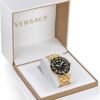 Versace Greca Sport Quartz Black Dial Gold Steel Strap Watch for Men - VEZ300721