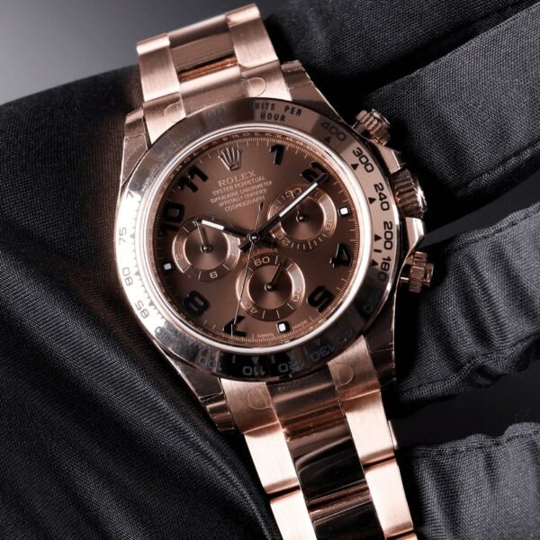 ROLEX PERPETUAL SUPERLATIVE CHRONOMETER OFFICIALLY CERTIFIED COSMOGRAPH DAYTONA WATCH brown WITH STAINLESS STEEL rose gold BELT
