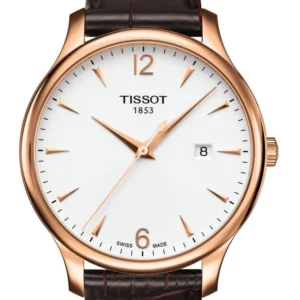 58764 Tissot T Classic Tradition White Dial Brown Leather Strap Watch For Men - T063.610.36.037.00