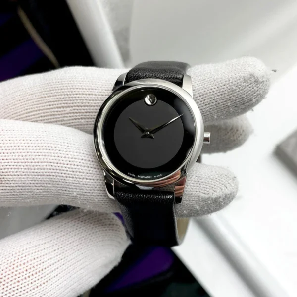 5__87222.1672432340 Movado Museum Classic Black Dial Black Leather Strap Watch For Women - 0606503
