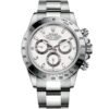 ROLEX PERPETUAL SUPERLATIVE CHRONOMETER OFFICIALLY CERTIFIED COSMOGRAPH DAYTONA WATCH WHITE WITH STAINLESS STEEL SILVER BELT