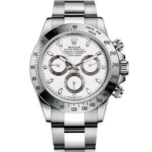ROLEX PERPETUAL SUPERLATIVE CHRONOMETER OFFICIALLY CERTIFIED COSMOGRAPH DAYTONA WATCH WHITE WITH STAINLESS STEEL SILVER BELT