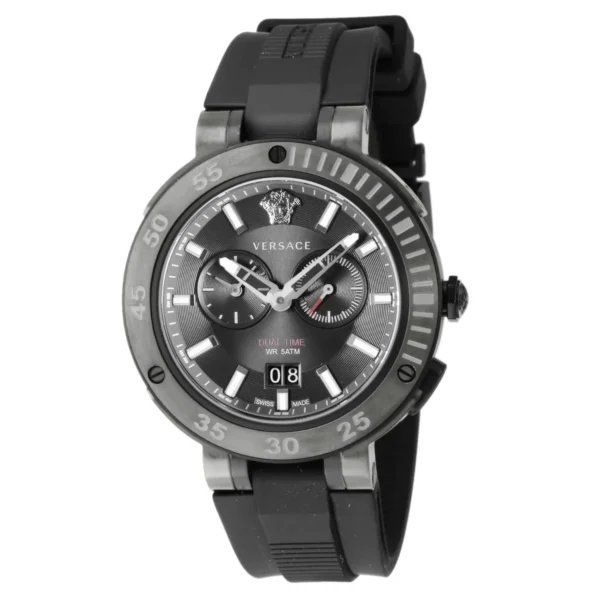 61GyekmCD5L Versace V Extreme Chronograph Black Tone Dial Black Rubber Strap Watch for Men - VCN020017
