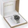 Versace Greca Sport Quartz Black Dial Silver Steel Strap Watch For Men - VEZ300321