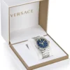 Versace Greca Quartz Blue Dial Silver Steel Strap Watch For Men - VEZ900221