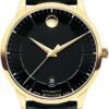 Movado 1881 Automatic Black Dial Black Leather Strap Watch For Men - 606875