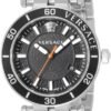 Versace Greca Sport Quartz Black Dial Silver Steel Strap Watch For Men - VEZ300321