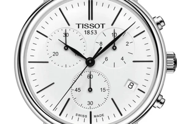 698058-t122-417-16-011-00 Tissot Carson Premium Chronograph White Dial Brown Leather Strap Watch For Men - T122.417.16.011.00