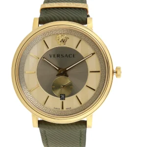 715ggKQj6jL_8801a50b-f795-4212-96c3-c21d1cd7bed5 Versace V-Circle Manifesto Gold Dial Black Leather Strap Watch for Men - VBQ030017