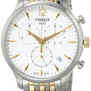 71DyNQK-WyL Tissot T Classic Tradition Chronograph White Dial Two Tone Steel Strap Watch For Men - T063.617.22.037.00