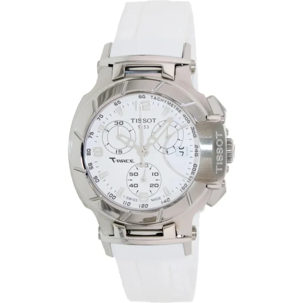 71TfEgBopQL Tissot T Race Lady Chronograph White Dial White Rubber Strap Watch for Women - T048.217.17.017.00