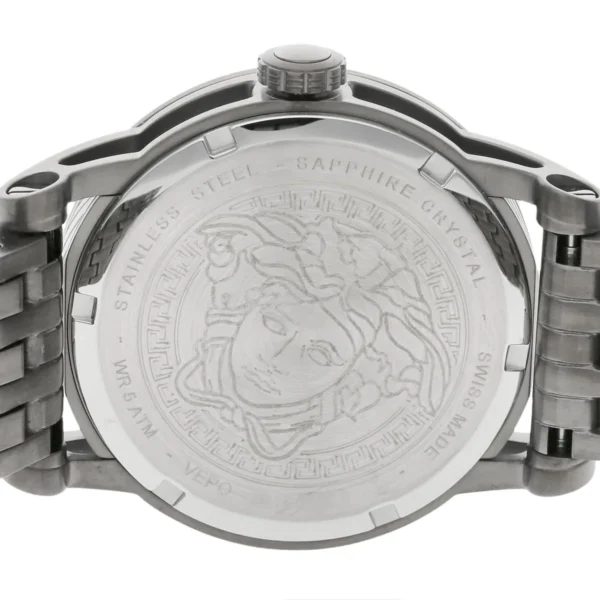 71Y1CzaJ5CL Versace Viamond Quartz Black Dial Grey Steel Strap Watch For Men - VEPO00520