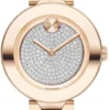 Movado Bold Crystal Pave Rose Gold Dial Rose Gold Steel Strap Watch For Women - 3600493