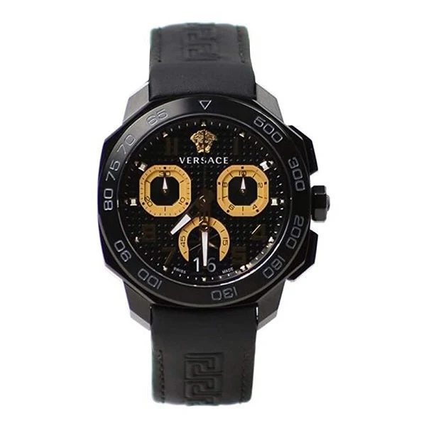 71wIUskmvnL._AC_UX466 Versace Dylos Chronograph Black Dial Black Rubber Strap Watch for Men - VQC020015