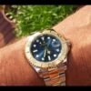 ROLEX YACHT MASTER CHOCOLATE WATCH BLUE WITH STAINLESS STEEL SILVER& GOLD BELT