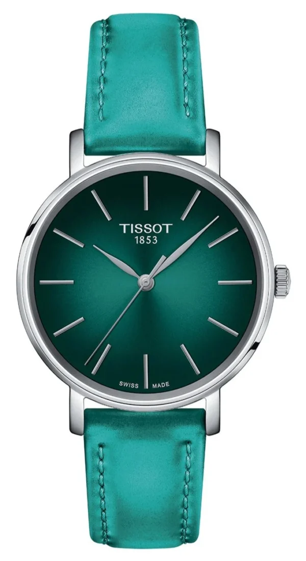 7611608305294_1 Tissot Everytime Lady Green Dial Green Leather Strap Watch for Women - T143.210.17.091.00