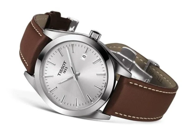 77644 Tissot Gentleman Powermatic 80 Silicium Silver Dial Brown Leather Strap Watch For Men - T127.407.16.031.00