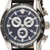 812NX1wOpjL._AC_UY1000 Versace V Ray Chronograph Quartz Black Dial Black Leather Strap Watch For Men - VE2I00121
