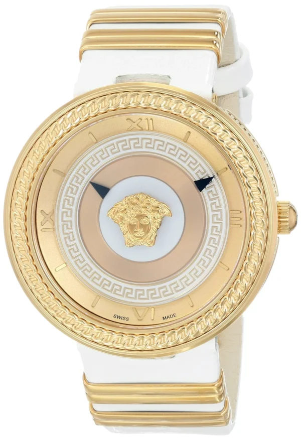 818YbQNfMXL_1053cd2b-e43b-4eaa-96d2-7da438a20bb4 Versace V Metal Icon Gold Dial White & Gold Strap Watch for Women - VLC040014