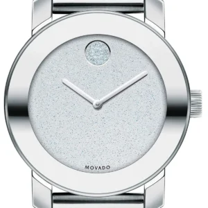 Movado Bold Crystal Dot Silver Dial Silver Steel Strap Watch For Women - 3600334