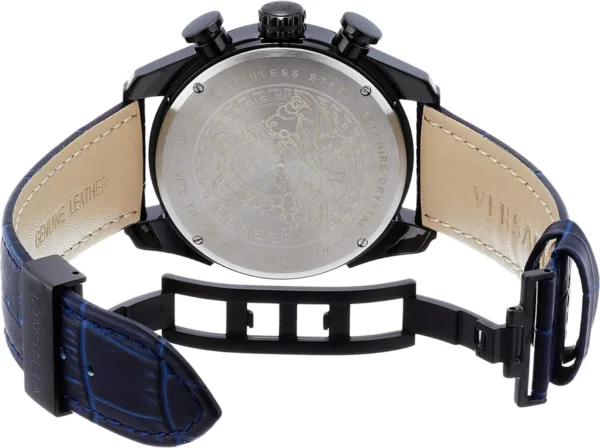 81jRbddjrOL._AC_UY1000_c20d9a0f-927d-4e30-8bc4-51905d211eb8 Versace V-Ray Chronograph Quartz Blue Dial Black Leather Strap Watch For Men - VEDB00418