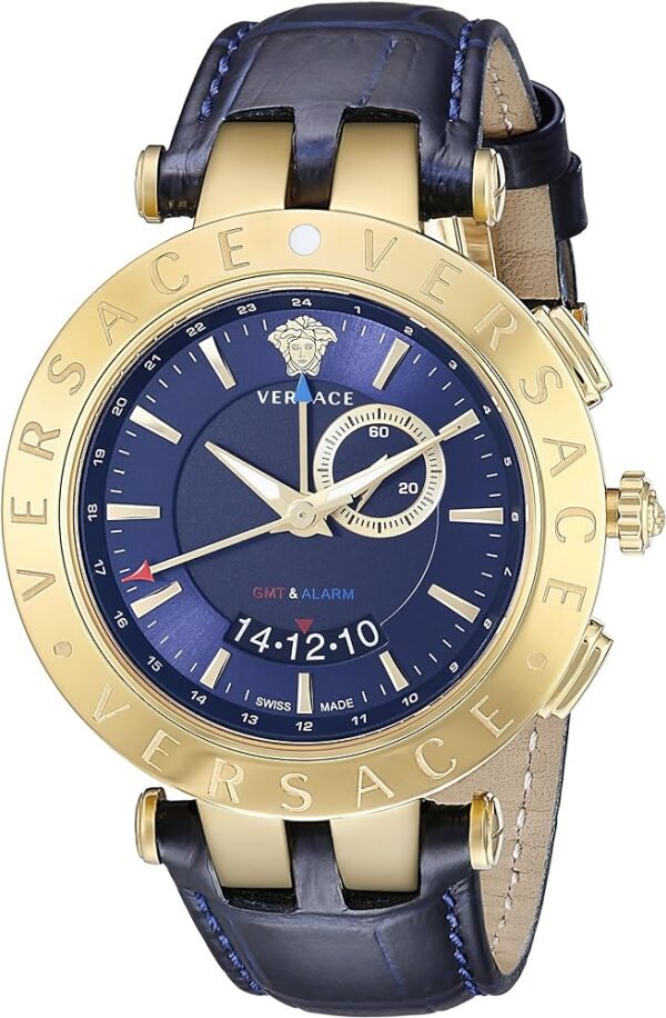 91Va2tsqXHL._AC_UY1000 Versace Race GMT Blue Dial Blue Leather Strap Watch For Men - 29G70D282