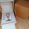 931a0b8b-c0f5-4f24-802d-a4f98d89114e Versace V-Motif Silver Dial Two Tone Steel Strap Watch for Women - VERE00718