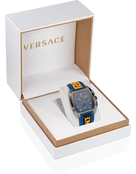 Versace Iconic Dominus Chronograph Blue Dial Blue Rubber Strap Watch For Men - VE6H00323  ★★★★★ 2000 reviews