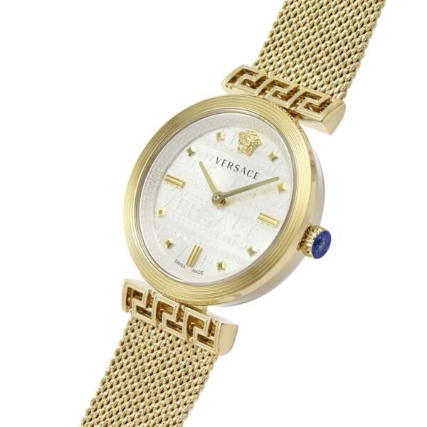 IMG_0024-2 Versace Meander Greca White Dial Gold Mesh Bracelet Watch for Women - VELW00820