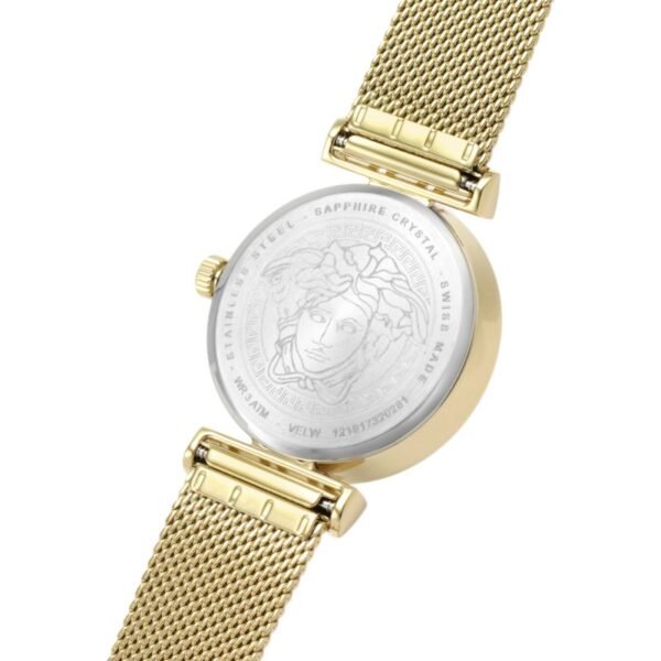 IMG_0029-2 Versace Meander Greca White Dial Gold Mesh Bracelet Watch for Women - VELW00820