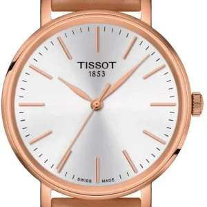 K0062892 Tissot Everytime Lady Silver Dial Brown Leather Strap Watch for Women - T143.210.36.011.00