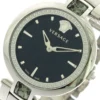 MIRAI_561155 Versace Crystal Gleam Guilloche Black Dial Silver Steel Strap Watch for Women - VAN030016