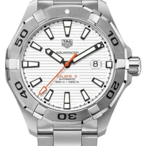 Monaco-TAG-Heuer-Aquaracer-300M-Steel-Bezel-Calibre-5-Automatic-Watch-WAY2013-BA0927 Tag Heuer Aquaracer Calibre 5 Automatic White Dial Silver Steel Strap Watch for Men - WAY2013.BA0927
