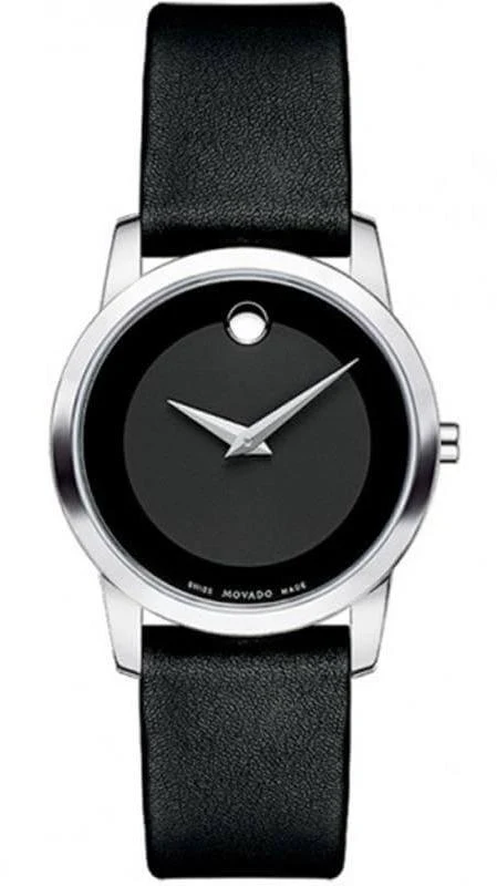 MovadoClassicMuseumLadiesWatch Movado Museum Classic Black Dial Black Leather Strap Watch For Women - 0606503
