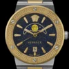 Versace Greca Logo Moonphase Black Dial Two Tone Steel Strap Watch for Men - VE7G00223