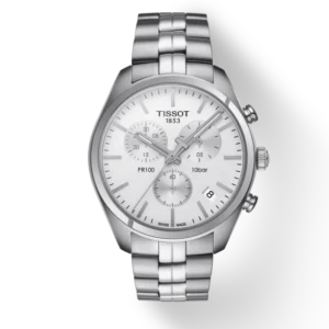 T101.417.11.031.00_R_1 Tissot T Classic PR 100 Chronograph Silver Dial Silver Steel Strap Watch For Men - T101.417.11.031.00