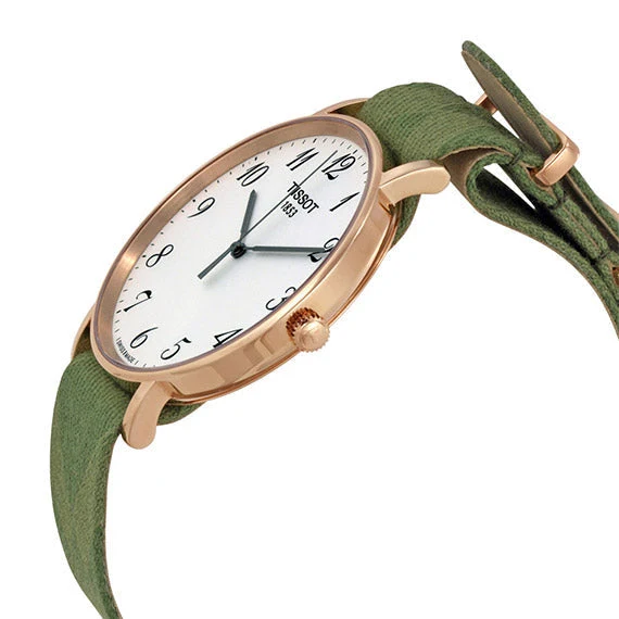 T109.610.38.032.00-tissot Tissot T Classic Everytime White Dial Green Nylon Strap Watch for Men - T109.610.38.032.00