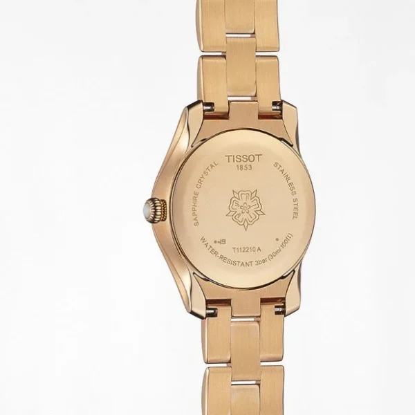 T112.210.33.061.00.02 Tissot T Wave Anthracite Dial Rose Gold Steel Strap Watch For Women - T112.210.33.061.00