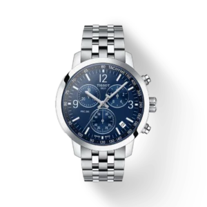 Tissot PRC 200 Chronograph Blue Dial Silver Steel Strap Watch For Men - T114.417.11.047.00