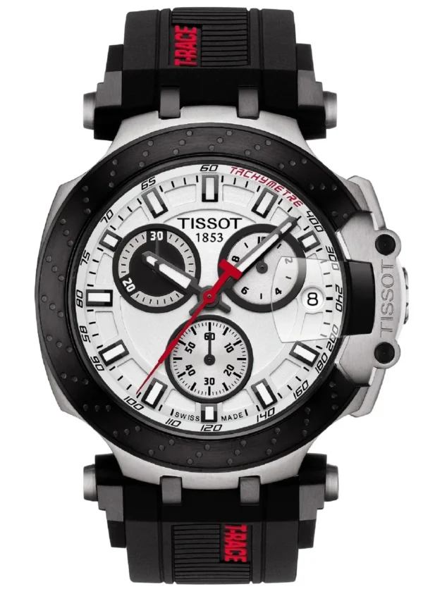 T1154172701100 Tissot T Race Chronograph White Dial Black Silicone Strap Watch For Men - T115.417.27.011.00